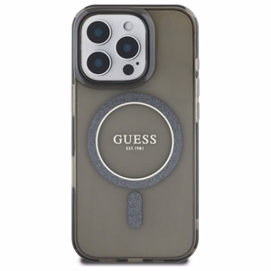 Guess HC MagSafe IML Glitter Circle suojakuori iPhone 16 Pro Max 6.9:lle musta