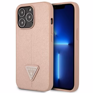 Guess tapauksessa iPhone 14 Pro Max 6,7" GUHCP14XPSATLP vaaleanpunainen HC Saffiano PU kolmio
