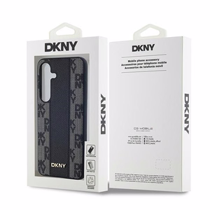 DKNY Nahkainen Checkered Mono Pattern MagSafe Suojakuori Samsung Galaxy S24:lle - Musta