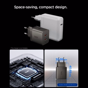 Spigen Essential EE472EU-GAN 2-porttinen 47 W seinälaturi – tummanharmaa