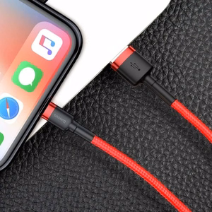 Baseus Cafule USB Lightning -kaapeli 2,4A 0,5m punainen