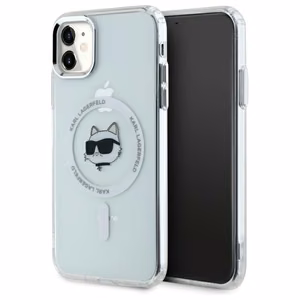 Karl Lagerfeld IML Metal Choupette Head MagSafe iPhone 11 Suojakuori - valkoinen