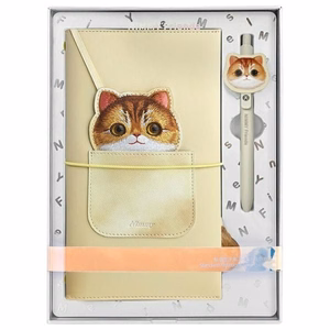 NIMMY setti 2in1 muistikirja + kynä BIG EYED PET 2.0 Kissa khaki