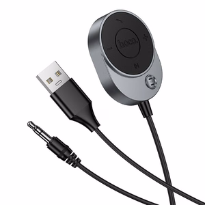 Langaton auton vastaanotin Hoco AUX Bluetooth kaapelilla Jack 3,5 mm E150 metalli harmaa