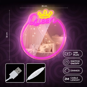 Neon MIRROR LED QUEEN warm white pink FMNE04 Forever Light