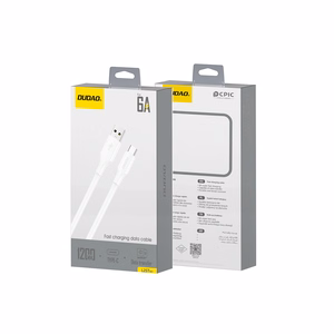 Dudao L2sT USB-A - USB-C 6A Kaapeli 1.2m - Valkoinen