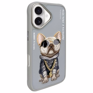 Nimmy Glasses Cool Dog iPhone 16 Suojakuori - harmaa