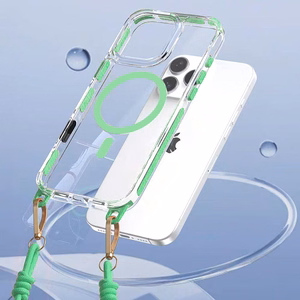Tel Protect Strap läpinäkyvä suojakuori iPhone 16 Pro Max:lle vihreä