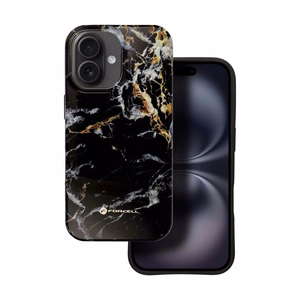 Case for iPhone 16 Forcell F-Protect Mirage compatible with Magsafe Military Drop-Test black marble
