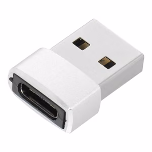 Sovitin Type C (naaras) - USB A (uros) hopeinen