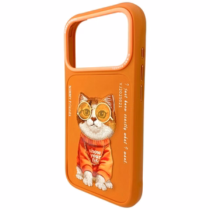 Nimmy Glasses Cool Cat Suojakuori iPhone 17 Prolle - Oranssi