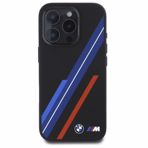 BMW Silikoninen Random Lines MagSafe suojakuori iPhone 16 Pro Max:lle - musta