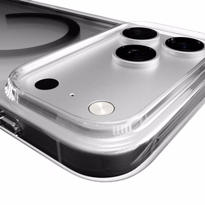 Puro Lite Mag TPU+PC suojakuori MagSafe-yhteensopiva iPhone 17 Pro Max:lle - läpinäkyvä mustalla renkaalla