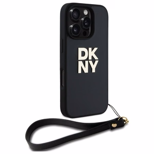 DKNY Wrist Strap Stock Logo Suojakuori iPhone 16 Pro:lle - musta