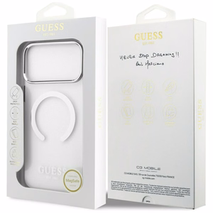 Guess Metal Outline MagSafe -kuori iPhone 17 Pro Max - hopea
