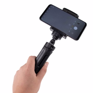 Mini jalustallinen selfie-tikkupidike puhelimelle, kameralle ja GoProlle, 16-21 cm - musta