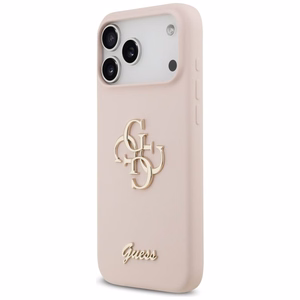 Guess Silicone Big 4G Script -suojakuori iPhone 17 Pro Max - pinkki