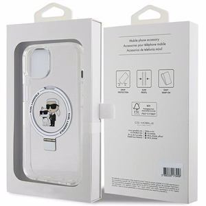 Karl Lagerfeld KLHMP15MHMRSKCH iPhone 15 Plus / 14 Plus 6.7 valkoinen/valkoinen kovakuori Ring Stand Karl&Choupette MagSafe