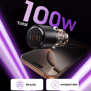 CC03 2-porttinen PD100W auton laturi - Musta