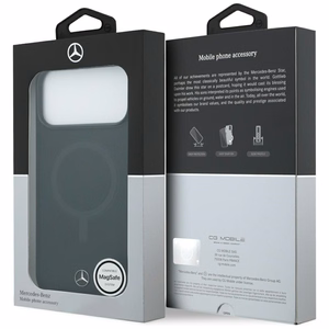 Mercedes Plain Smooth Nahkainen MagSafe Suojakuori iPhone 17 Pro Max:lle - Musta