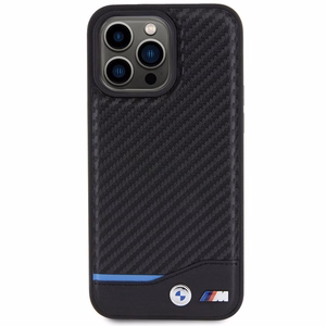 BMW Nahkainen Carbon Suojakuori iPhone 15 Pro Max:lle - musta