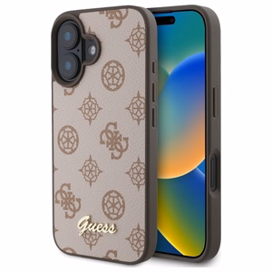 Guess Peony Script MagSafe Suojakuori GUHMP16SPGPYSW iPhone 16:lle - Ruskea