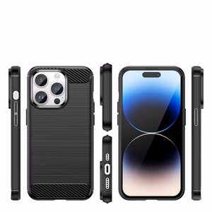 Carbon Case iPhone 14 Pro joustava geelinen takakuori musta
