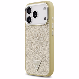 Guess Glitter Triangle Logo MagSafe -kuori iPhone 17 Pro kullanvärinen