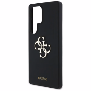 Guess Silikoninen Big 4G Logo Bottom Script Suojakuori Samsung Galaxy S25 Ultralle - musta