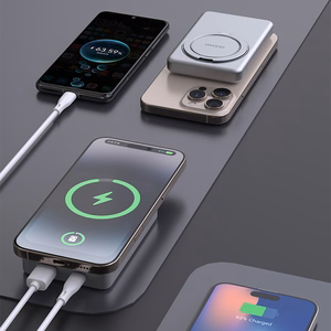 Dudao K28S 20W PD 5000mAh Powerbank MagSafe ja jalusta - hopea