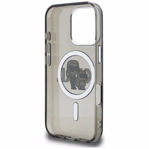 Karl Lagerfeld IML Glitter Karl & Choupette Sketch Logo MagSafe suojakuori iPhone 16 Pro Max - musta