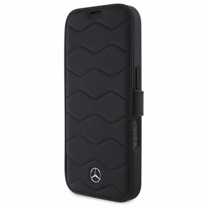 Mercedes MB Waves nahkainen Suojakuori iPhone 16 Pro Max:lle - musta