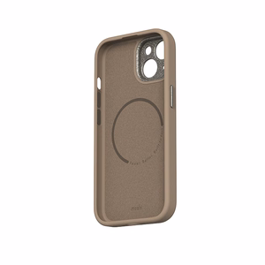 Moshi Napa MagSafe laadukas vegaaninahkainen suojakuori iPhone 15 -laitteelle, Woodsmoke Brown -värinen