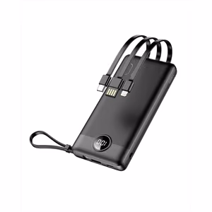 Varavirtalähde Veger C10 (W1116) 10000 mAh sisäänrakennetuilla Micro-USB / Type-C / Lightning -kaapeleilla musta