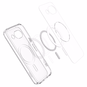 Spigen Ultra Hybrid Mag MagSafe -suojakuori Google Pixel 10A:lle - läpinäkyvä ja valkoinen
