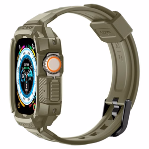 Spigen Rugged Armor Pro - Ranneke ja suojakuori Apple Watch Ultralle 49 mm (Vintage Khaki)
