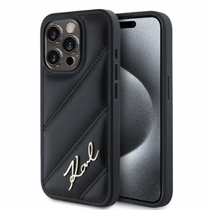 Karl Lagerfeld Diagonal Quilted Script Suojakuori iPhone 13 Pro Max:lle - musta