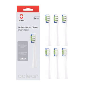 Oclean Professional Clean P1C1 W06 -vaihtoharjaspäät, 6 kpl, valkoiset