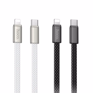 Litteä kaapeli USB C - Lightning Hoco PD 30W 1 m X125 musta
