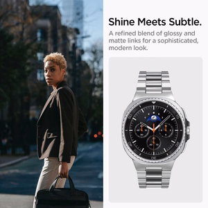 Spigen Modern Fit -hihna Galaxy Watch 8 / Classic (40 / 44 / 46mm) hopeinen