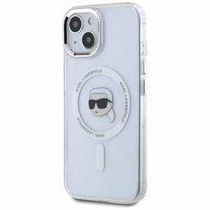 Karl Lagerfeld IML Metal Karl Head MagSafe Case for iPhone 15 Plus White