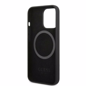 Guess GUHMP13LSPLK iPhone 13 Pro / 13 6.1" musta/musta kova Suojakuori Silicone Logo Plate MagSafe