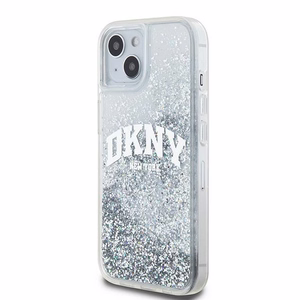 DKNY Liquid Glitter Big Logo Suojakuori iPhone 15 / 14 / 13:lle - valkoinen