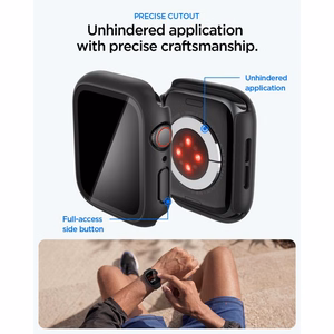 Spigen Thin Fit 360 -suojakuori mallille Apple Watch 44 mm – musta