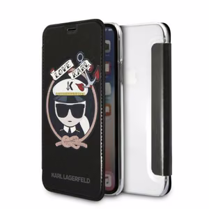 Karl Lagerfeld Signature Glitter iPhone X/Xs Suojakuori - Musta