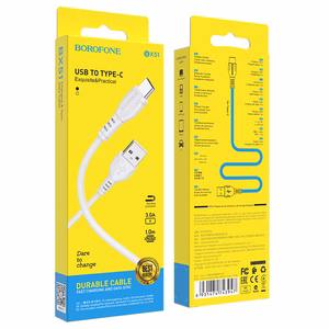Borofone Kaapeli BX51 Triumph - USB - Type C - 3A 1 metri valkoinen