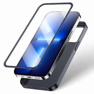Joyroom 360 Full Case etu- ja takakuori iPhone 13 Pro Max + karkaistu lasi näytönsuoja musta (JR-BP928 musta)