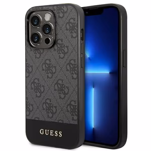 Guess GUHCP14XG4GLGR iPhone 14 Pro Max 6.7" harmaa/harmaa kova kotelo 4G Stripe-mallisto