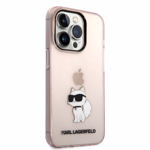 Karl Lagerfeld KLHCP14LHNCHTCP iPhone 14 Pro 6.1 vaaleanpunainen/vaaleanpunainen kova suojakuori Ikonik Choupette