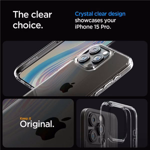 Spigen Crystal Hybrid Suojakuori iPhone 15 Pro:lle - kirkas